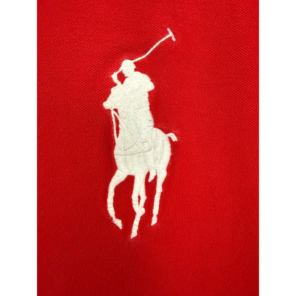 Polo Ralph Lauren Big White Pony Polo Shirt Mens XXL Red Custom Fit Rugby #3